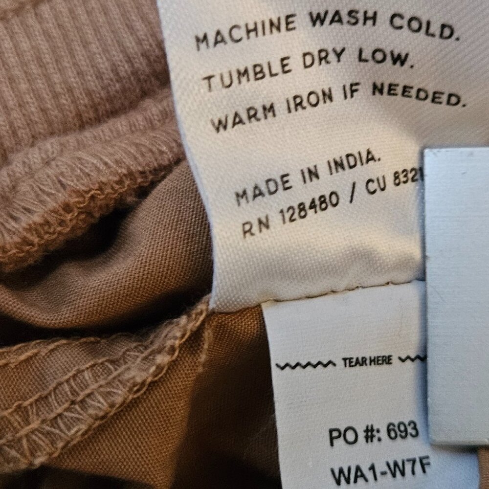 pact Organic Stretch Poplin Jogger Pants XL Brown Sugar Casual Pull-On Stretch - Picture 9 of 9